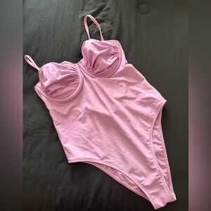 Cupshe Light Pink Ruched One Piece Swimsuit